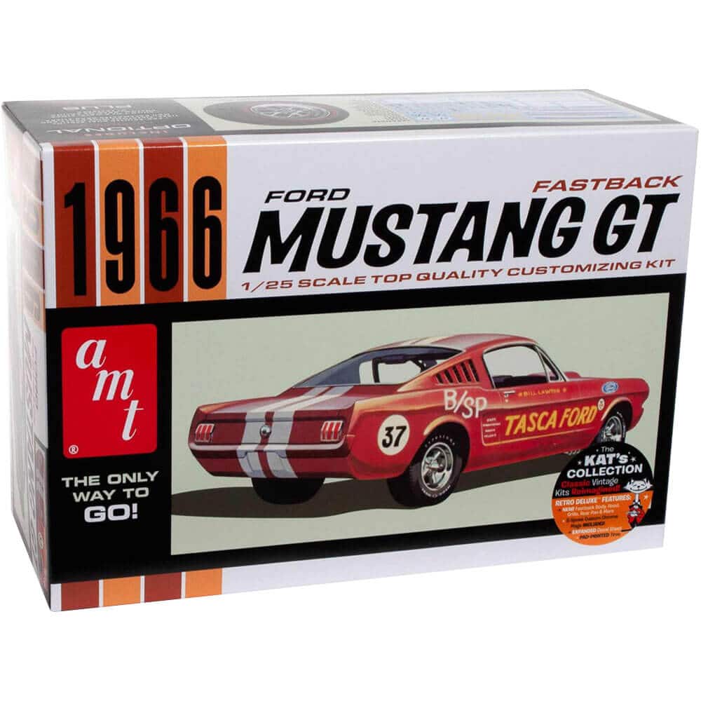 AMT - AMT1305 1966 Ford Mustang Fastback 2+2 1:25 Scale Model Kit - Black