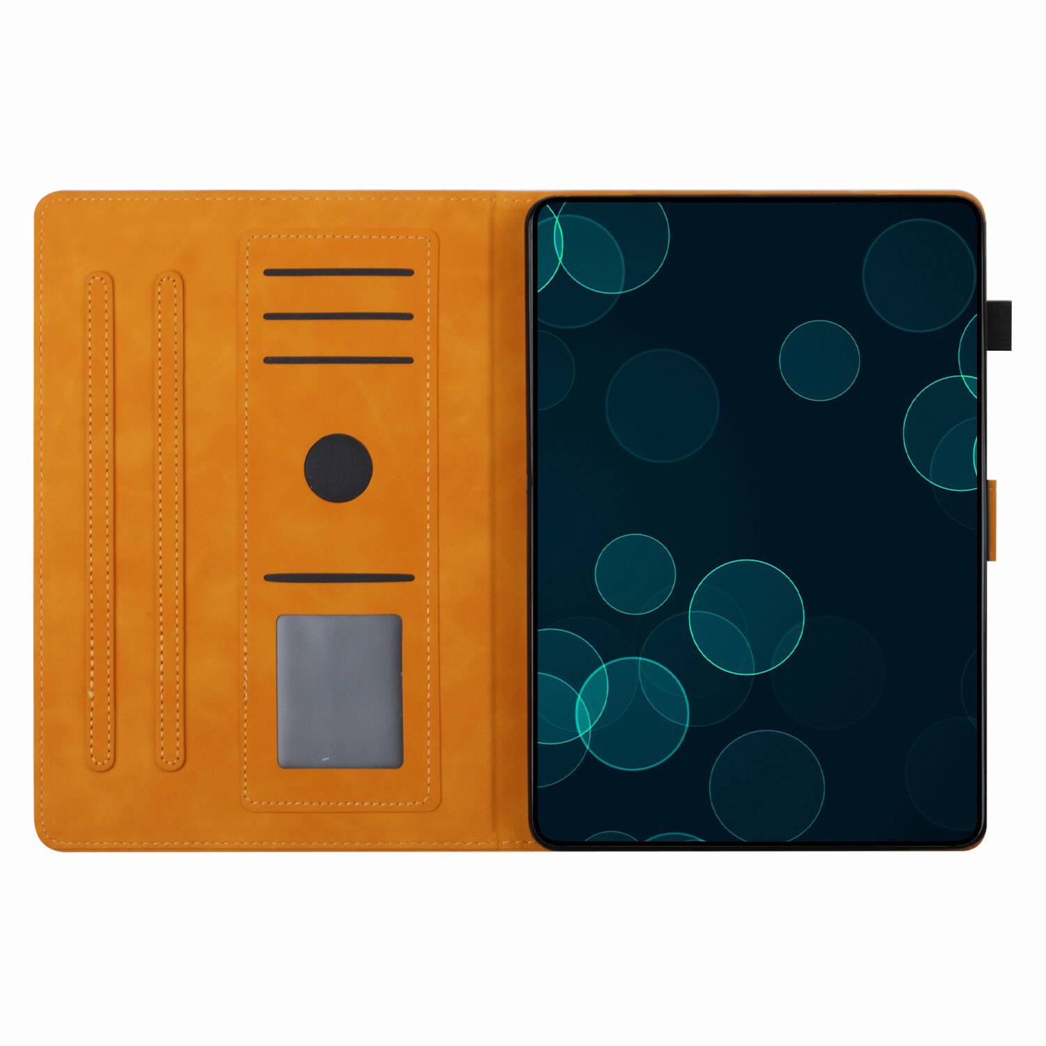 Angle. Dteck - Case for Apple iPad mini (A17 Pro) 2024 and iPad mini 6th Gen 8.3" 2021,Embossed PU Leather Card Slot Stand Flip Cover - Yellow.