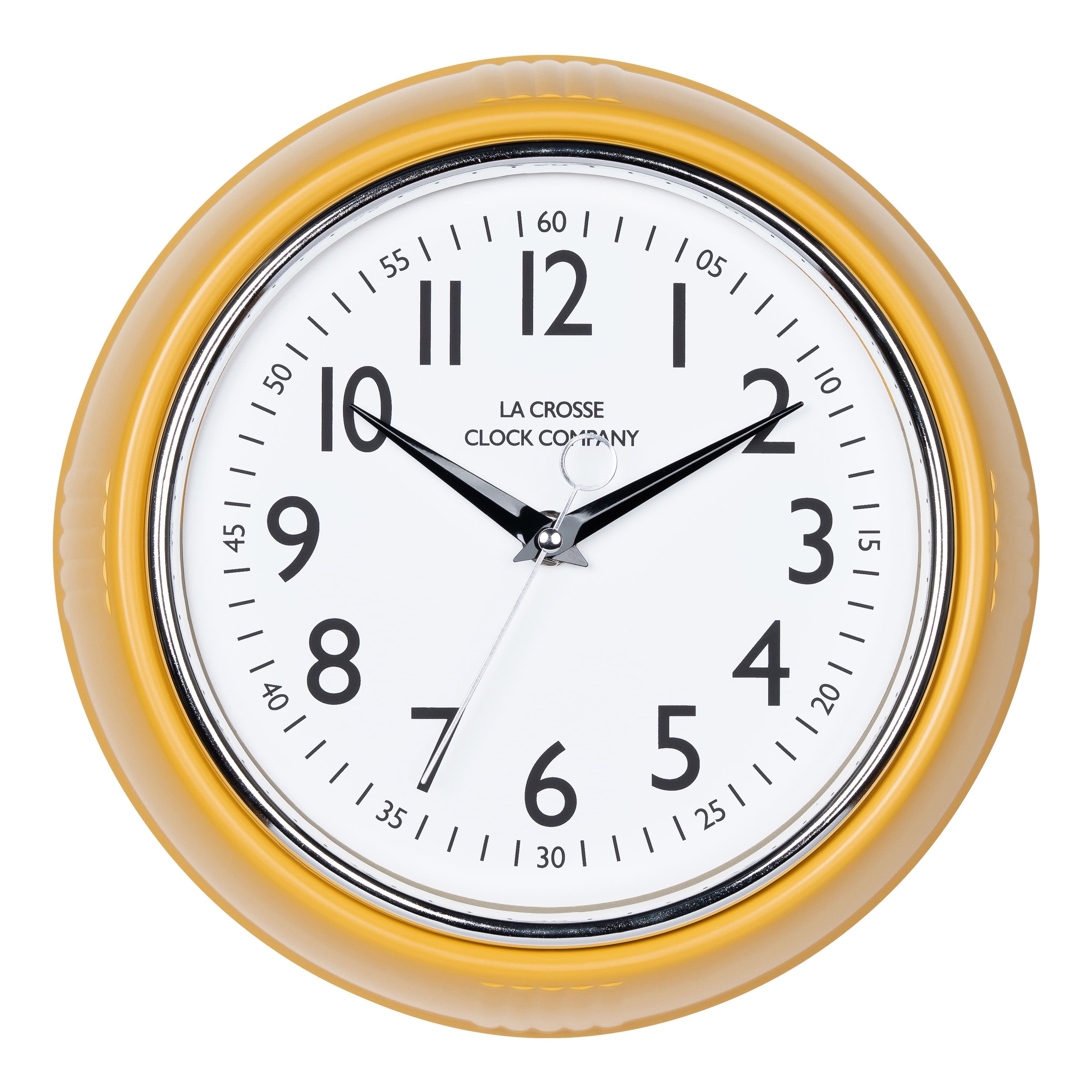 La Crosse Clock Co. - 9.5 Inch Retro Diner Silent Sweep Quartz Wall Clock - Mustard Yellow price history on PriceWatchPro