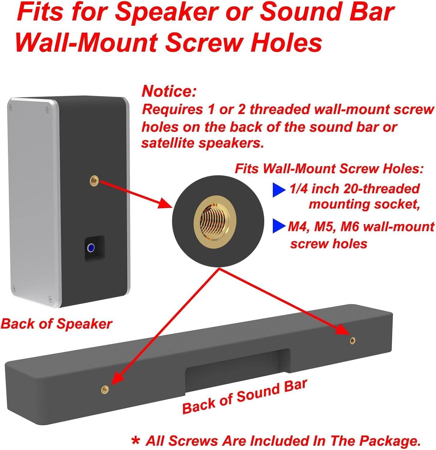 Schertz Vizio Soundbar Wall Mount Bracket Kit with Screws for