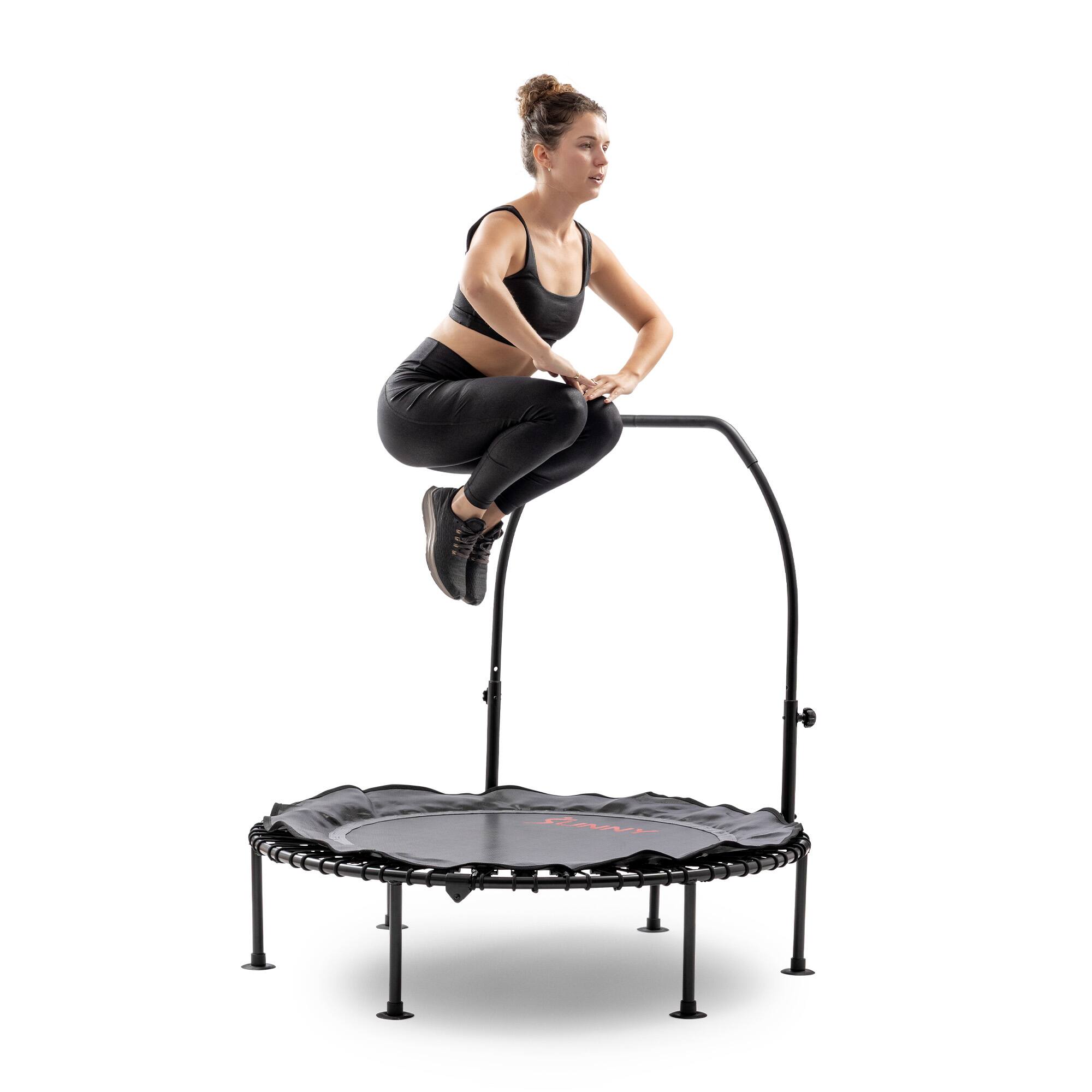 Front. Sunny Health & Fitness - Active 48-Inch Fitness Trampoline with Adjustable Handlebar - Black.