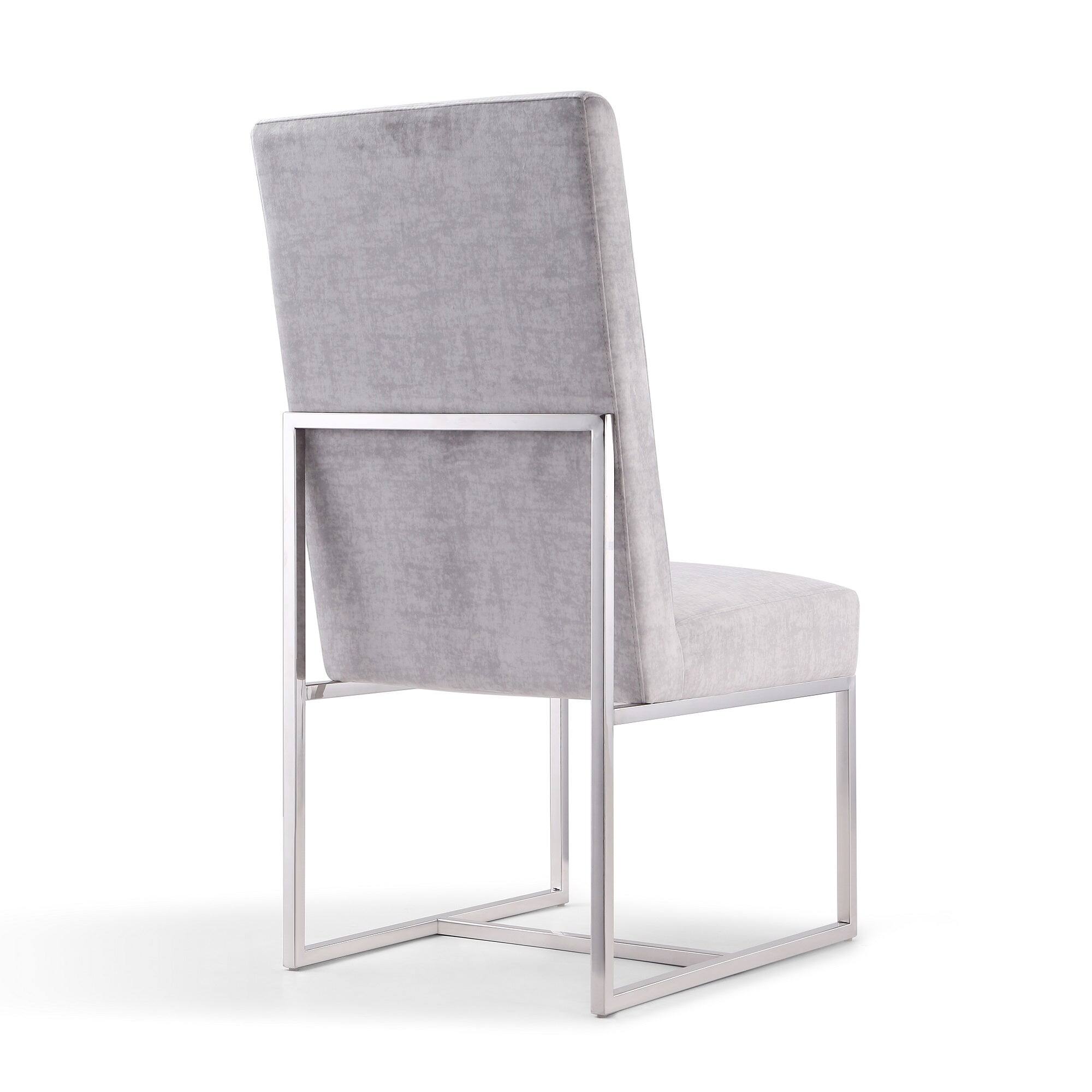 Alt View 3. Manhattan Comfort - Element Modern Metal Velvet Dining Chair - Set of 2 - Gray.