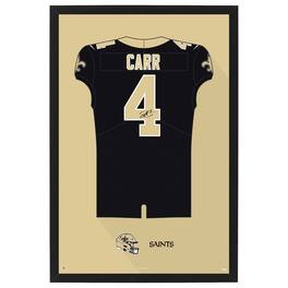 Sporticulture - Derek Carr New Orleans Saints Home Jersey Framed Art Print - Black