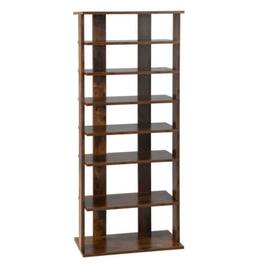 Pefilos - 7 Tiers Vertical Shoe Rack for Front Door-Rustic Shoe Storage Organizer for Entryway & Closet - Brown
