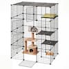 Front. VEVOR - Cat Cage 4-Tier 40.98"x27.99"x55" DIY Cat Playpen Indoor Enclosure, Detachable Metal Wire Kennel Crate with 4 Doors - Black.