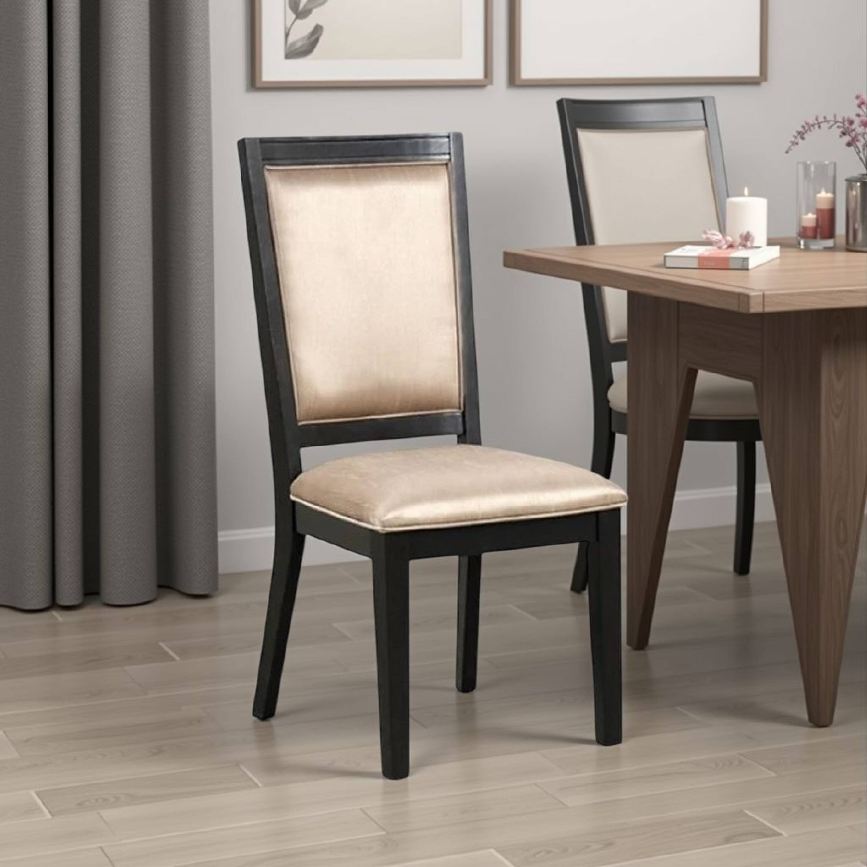 Alt View 5. Manhattan Lane - Yada Side Dining Chair Set of 2, Slatted Back - Espresso Brown, Light Brown, Gold.