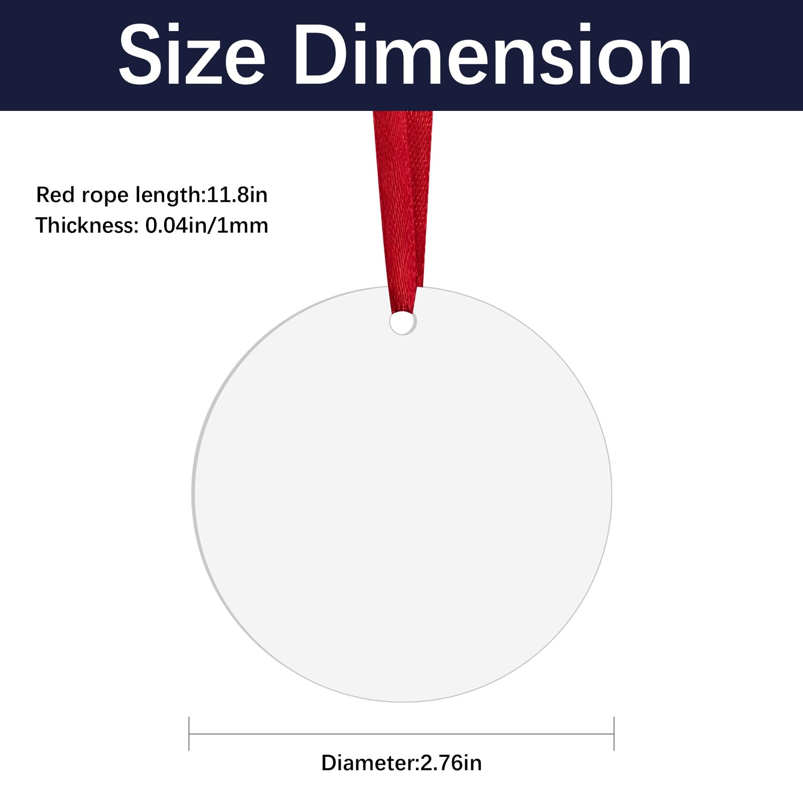 Size Dimension

Red rope length: 11.8in  
Thickness: 0.04in/1mm  
Diameter: 2.76in