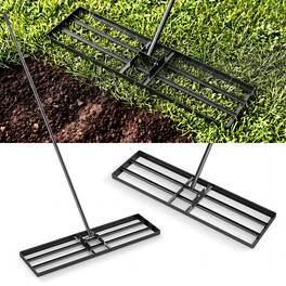 Costway - 36" x 10" Large Lawn Leveling Rake with 67" Handle, Non-slip Grip, Flat Head - Black