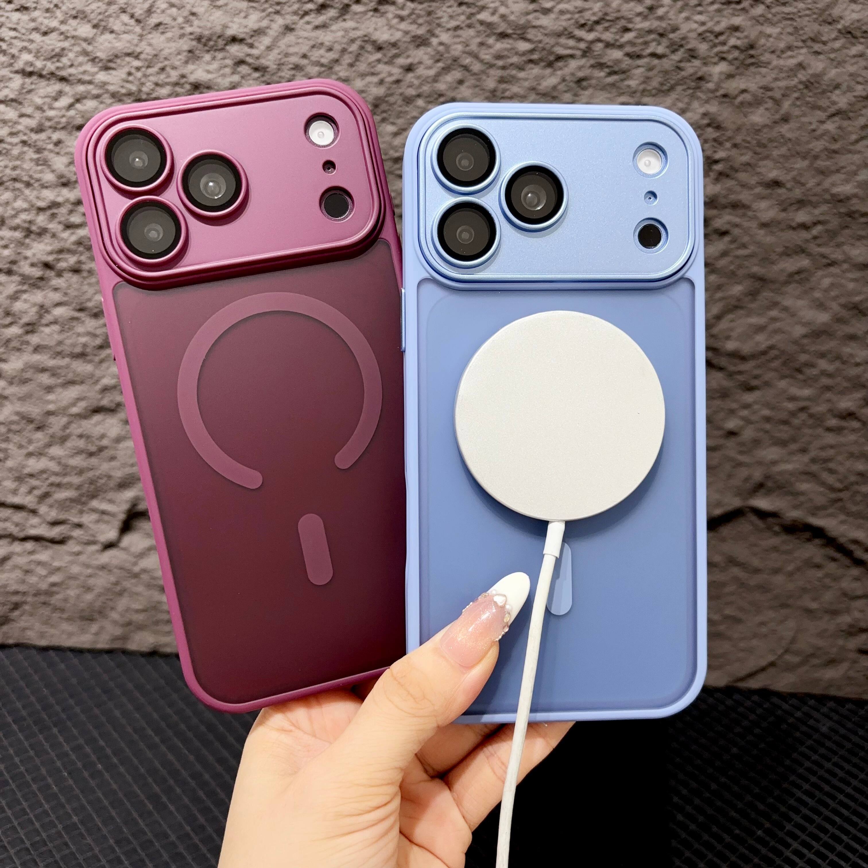 Left. UUCOVER - For Apple iPhone 18 Pro Magnetic Matte Case with Camera Lens Protector Compatible with MagSafe, Shockproof Slim Cover - White.