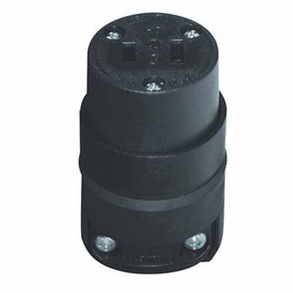 Front. Leviton - 000-115CR-000 Connector Plug, 15A Non-grounding, 1.5 x 1.5 in - Black.