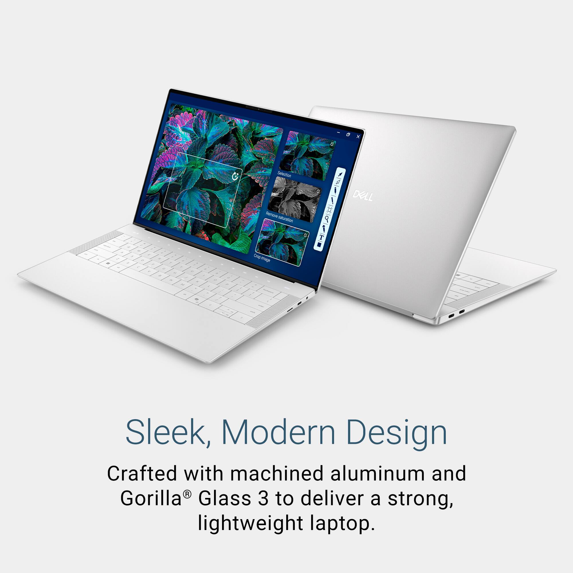 Sleek, Modern Design
Crafted with machined aluminum and Gorilla Glass 3 to deliver a strong, lightweight laptop.