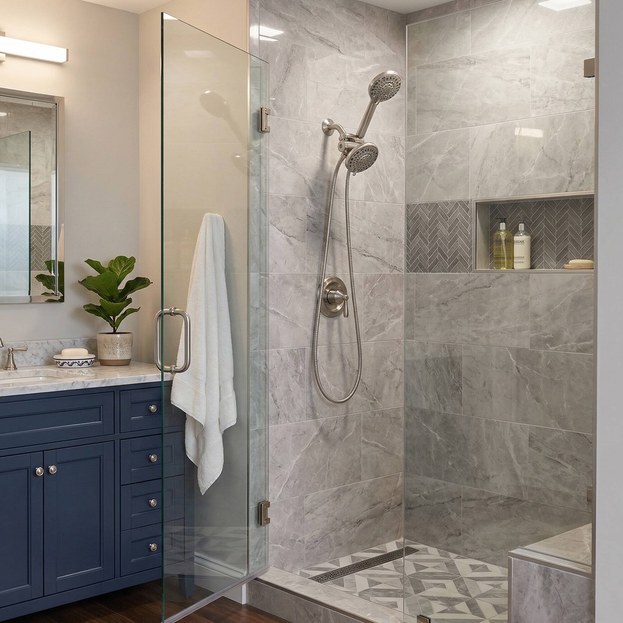 Alt View 9. Akicon - Akicon 2-in-1 Rain Shower Head with Handheld Spray Combo 6-Setting Anti-Clog Nozzles 2.5 gpm in Brushed Nickel - Brushed Nickel.