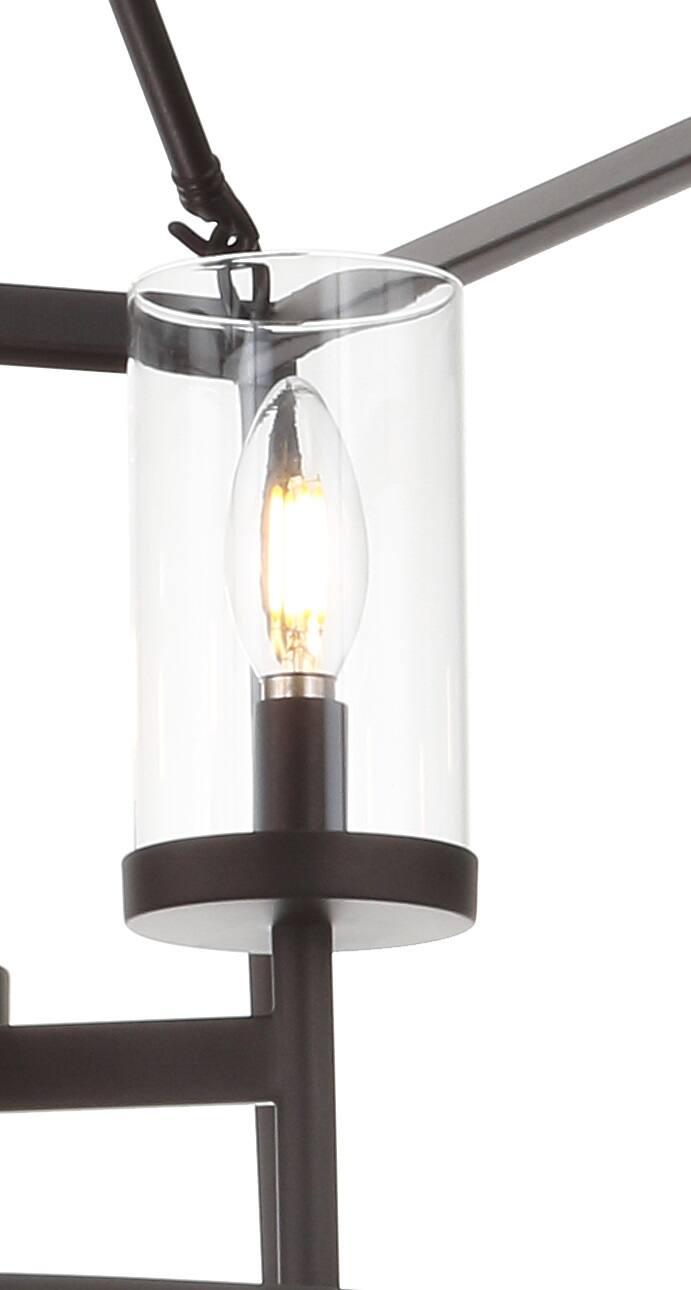Alt View 4. Jonathan Y - Anna 21" 4-light Metal/Glass LED Pendant, Oil Rubbed Bronze - Oil Rubbed Bronze / Clear.