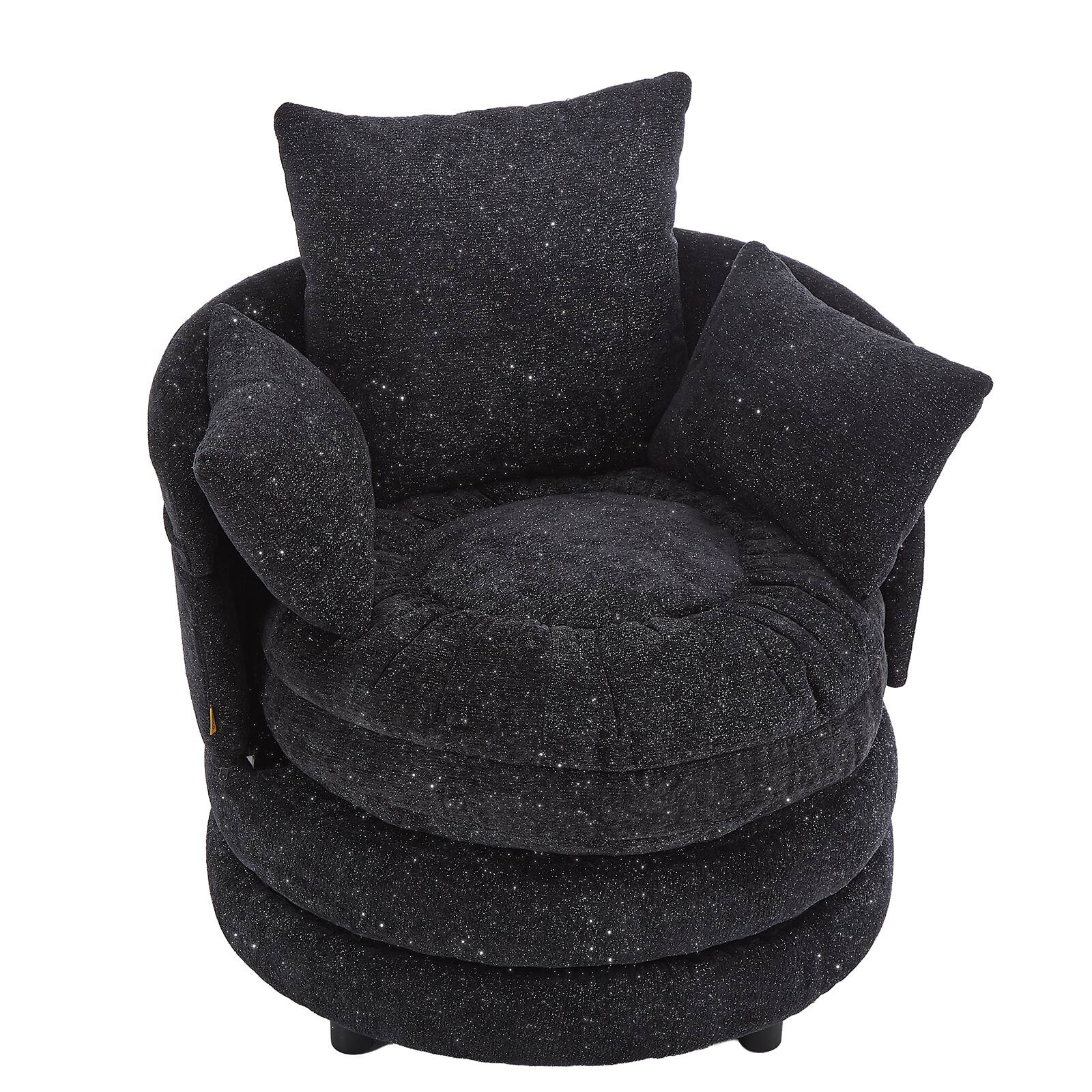 Alt View 6. Pinmoco - Modern Swivel Accent Chair, 360 Hamburger Reading Chair, Single Sofa Armchair for Living Room, Bedroom - Starry Black.