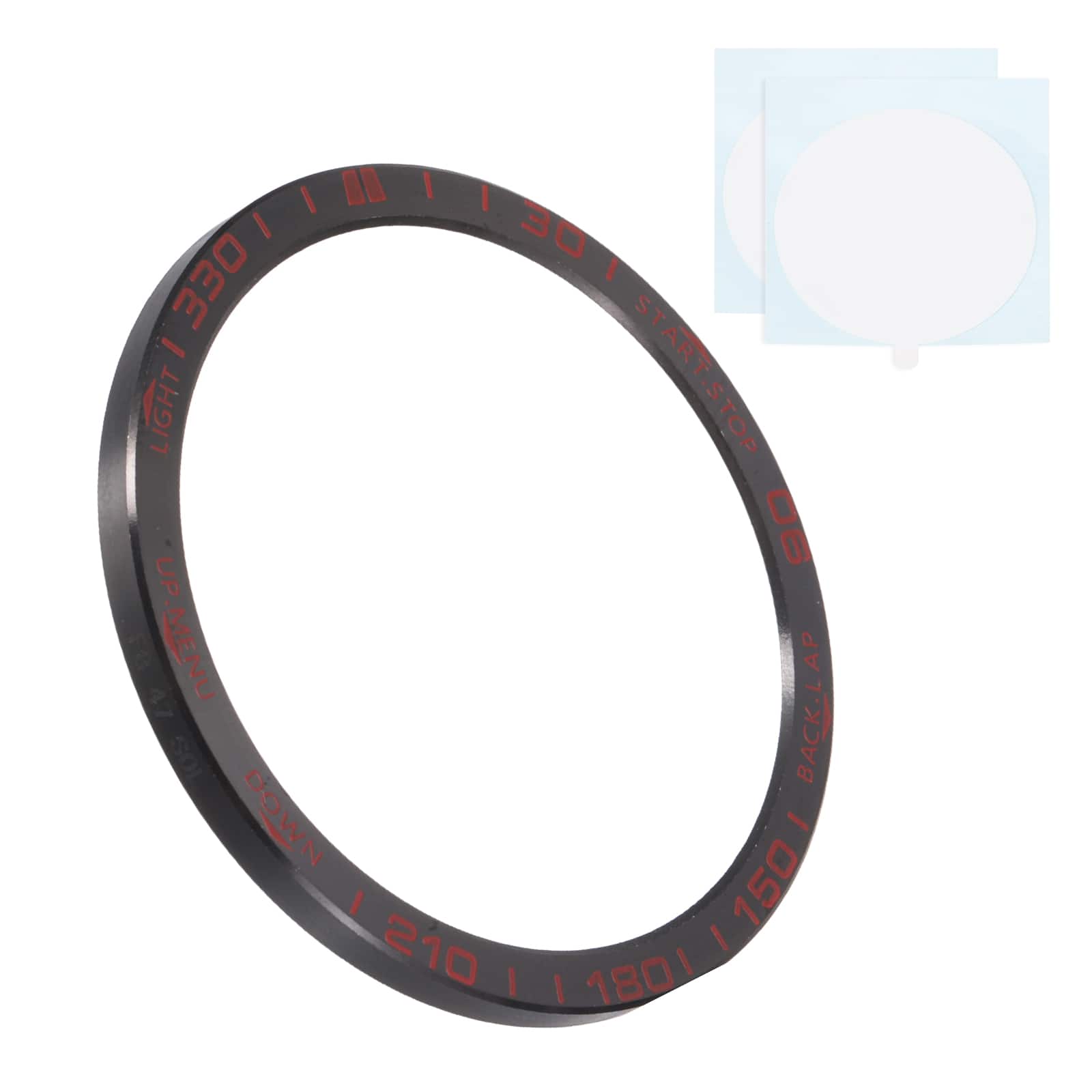 Unique Bargains - 47mm Stainless Steel Bezel Ring Adhesive Bumper Cover Protective Case for Garmin Fenix 8 Solar - Black/Red