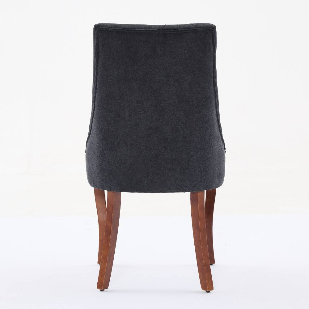 Alt View 3. Loheer - Loheer Black Upholstered Dining Chairs Set of 2 High Back Fabric Kitchen Chairs with Solid Wood Legs - Black.