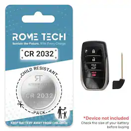 RomeTech - Replacement Battery for Key Fob - Toyota Land Cruiser 2018-2019 2 Pack