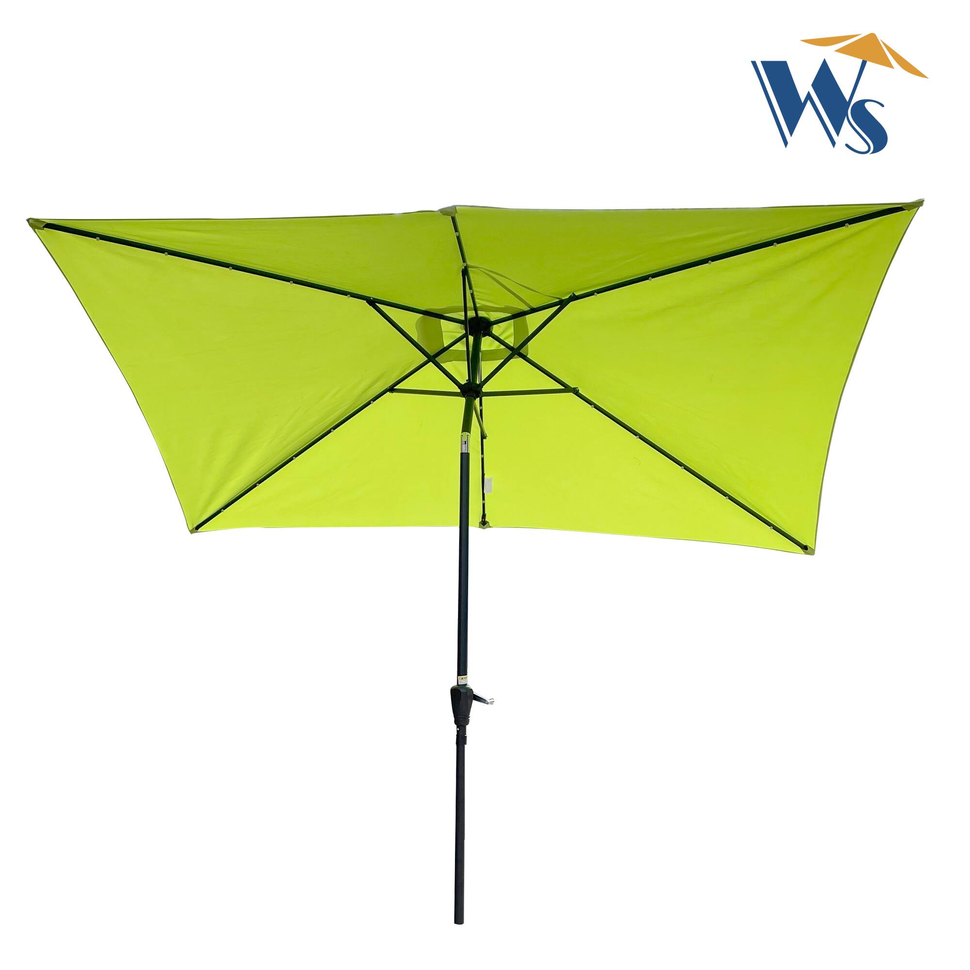 Left. Loheer - Loheer 10x6.5 ft Rectangular Patio Umbrella Solar LED Lighted Outdoor Pool Umbrella with Crank Push Button Tilt.