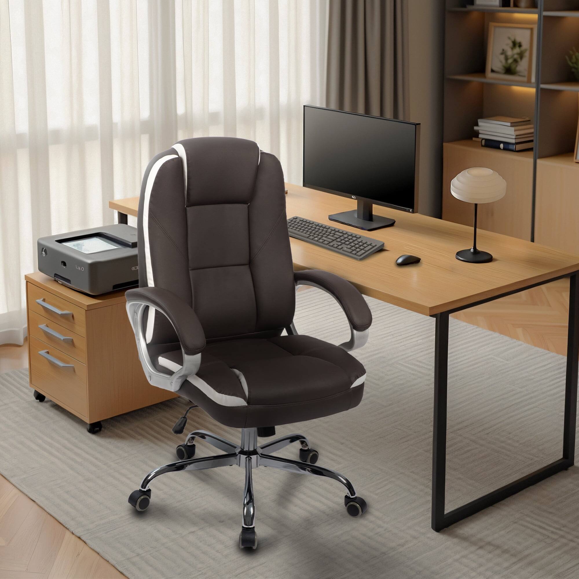 Alt View 6. Neo Chair - Ergonomic Gaming Office Chair High Back Adjustable PU Leather Lumbar Support Swivel Rolling Wheels Executive Task Chair - 2. Brown.