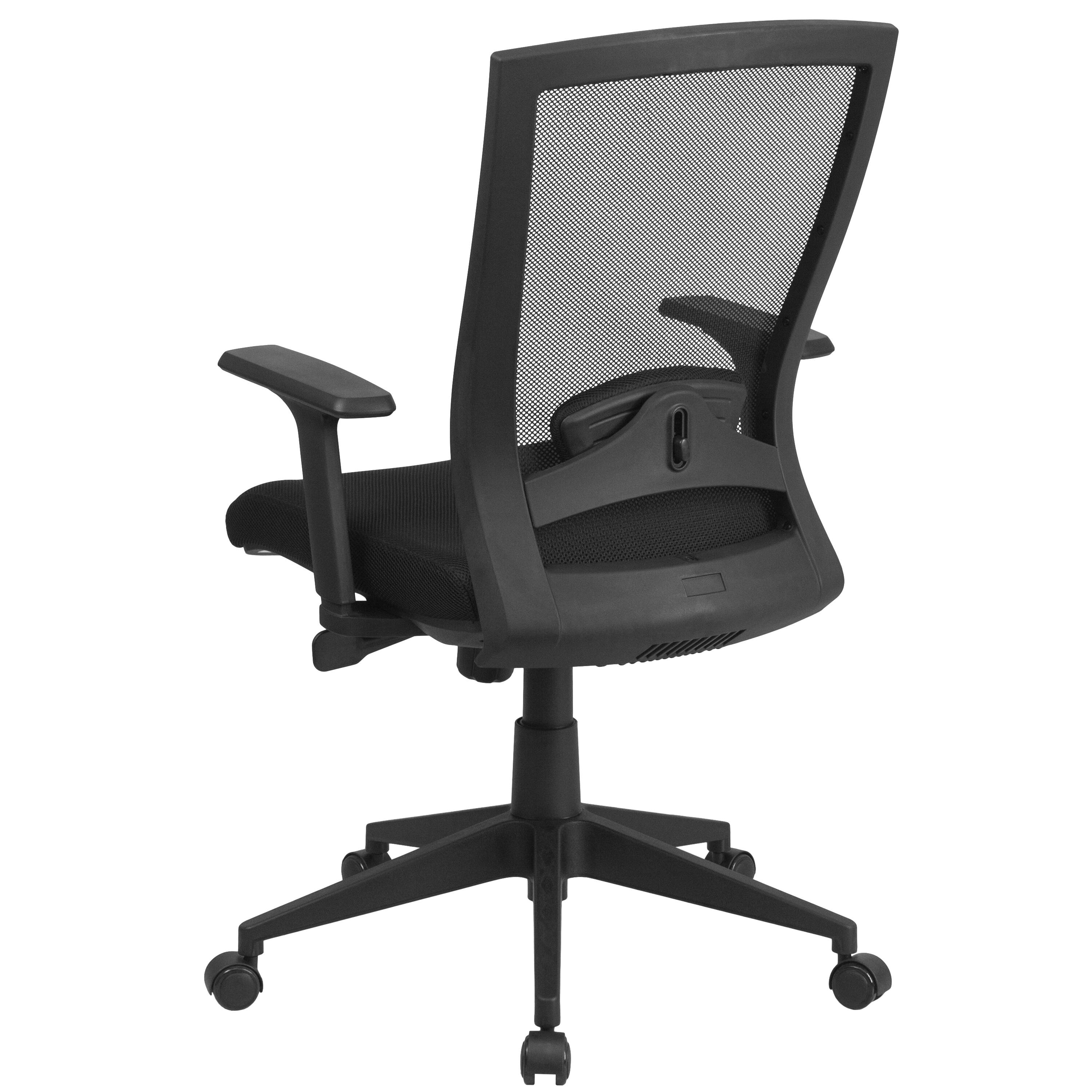 Alt View 3. Emma + Oliver - Mid-Back Mesh Executive Swivel Ergonomic Office Chair with Back Angle Adjustment and Adjustable Arms - Black.