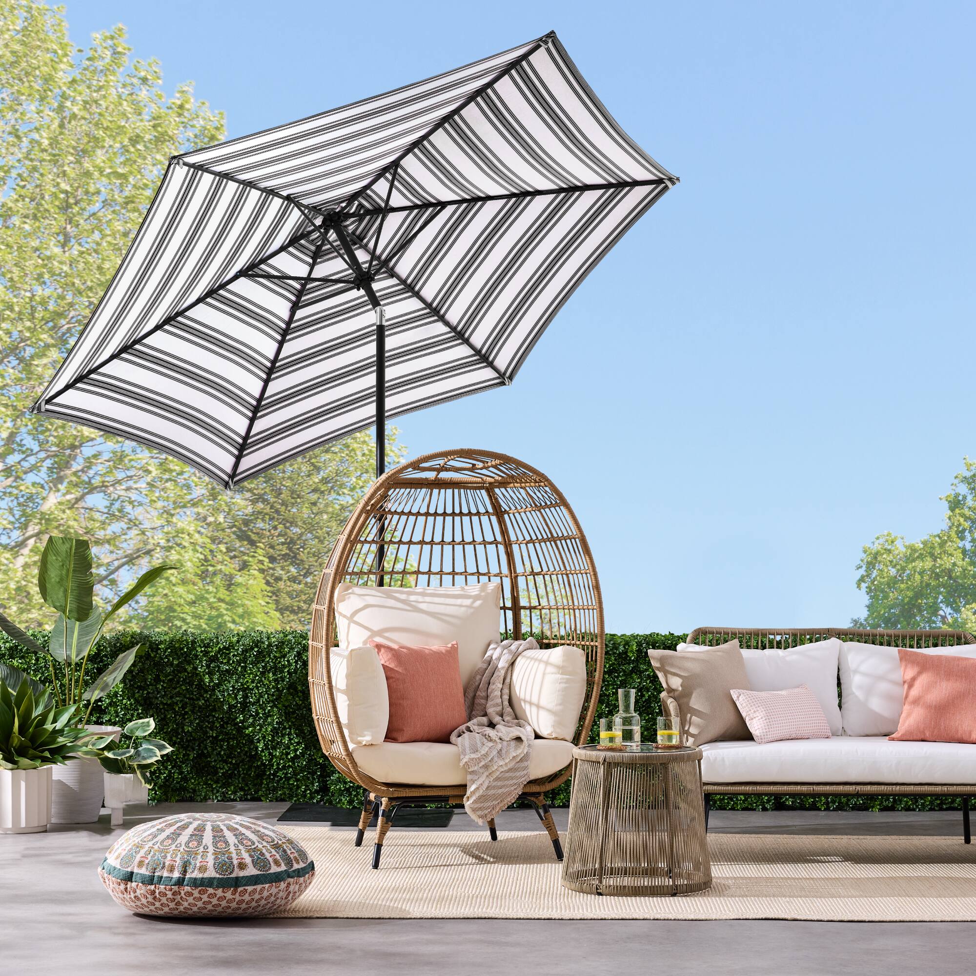 Alt View 1. Best Choice Products - Best Choice Products 10ft Outdoor Steel Market Patio Umbrella w/ Crank, Tilt Push Button, 6 Ribs - Striped Black - Striped Black.