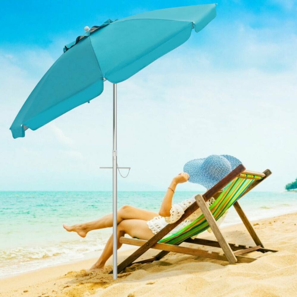 Left. Mondawe - 6.5 Feet Beach Umbrella with Carry Bag without Weight Base - Blue.