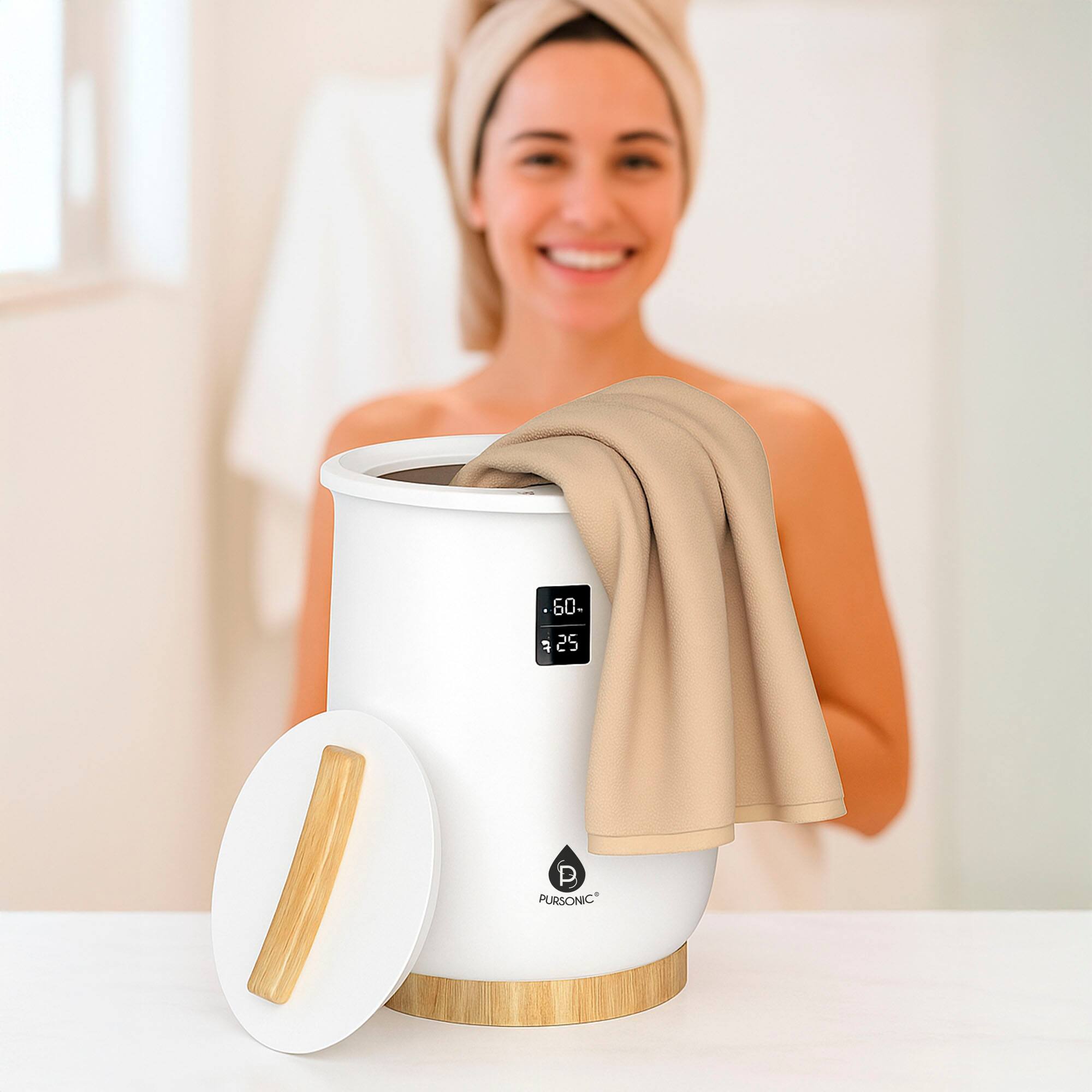 Pursonic Luxury Towel Warmer with One Touch Digital Control Panel