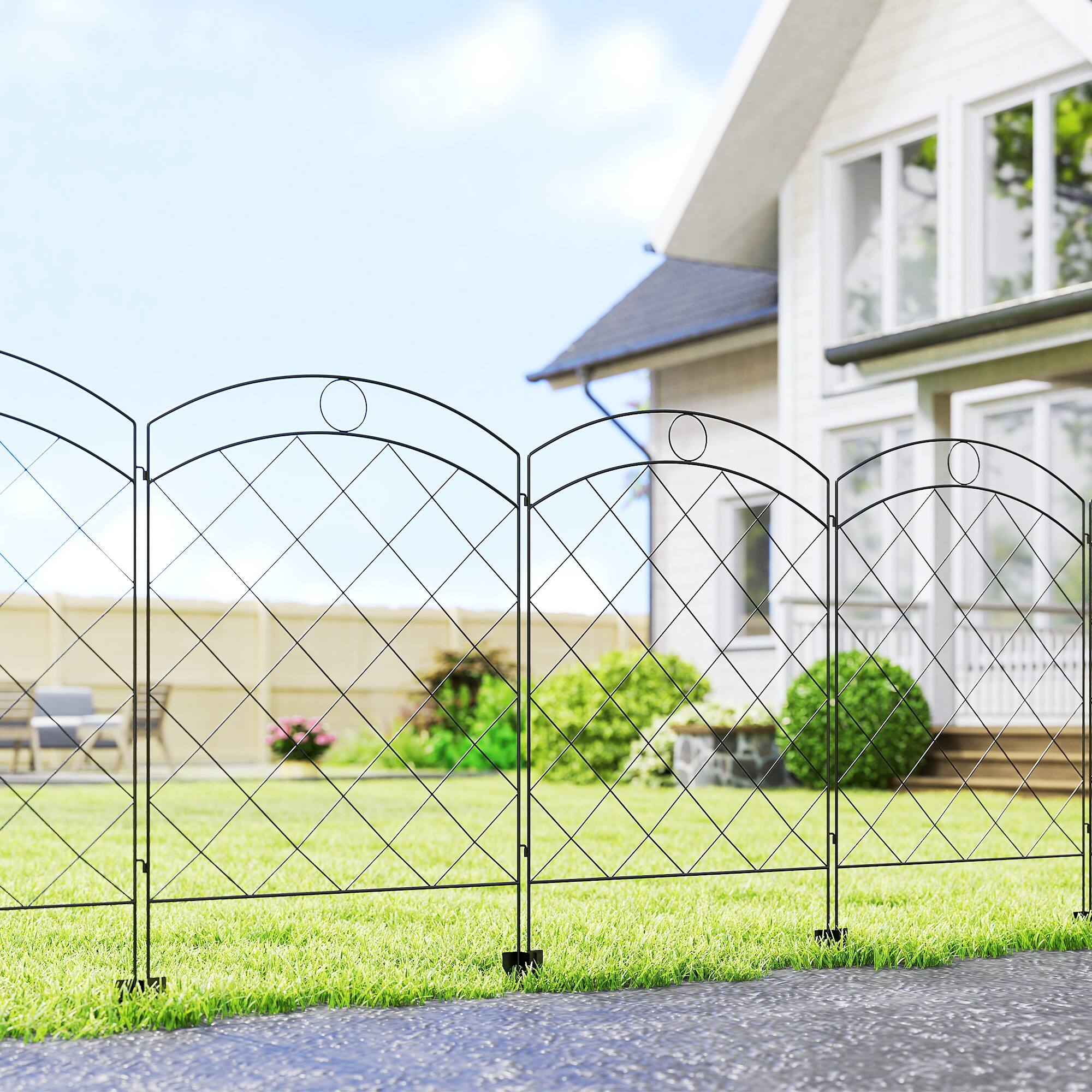 Alt View 1. Outsunny - Pack Garden Fencing for Yard - Black.