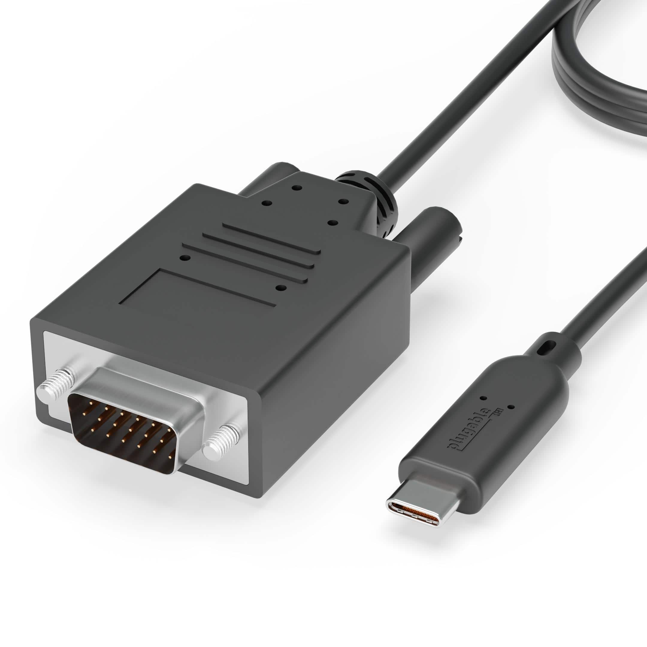 Plugable - Monitor Adapter Cable - USB-C to VGA,6ft,Driverless - Black