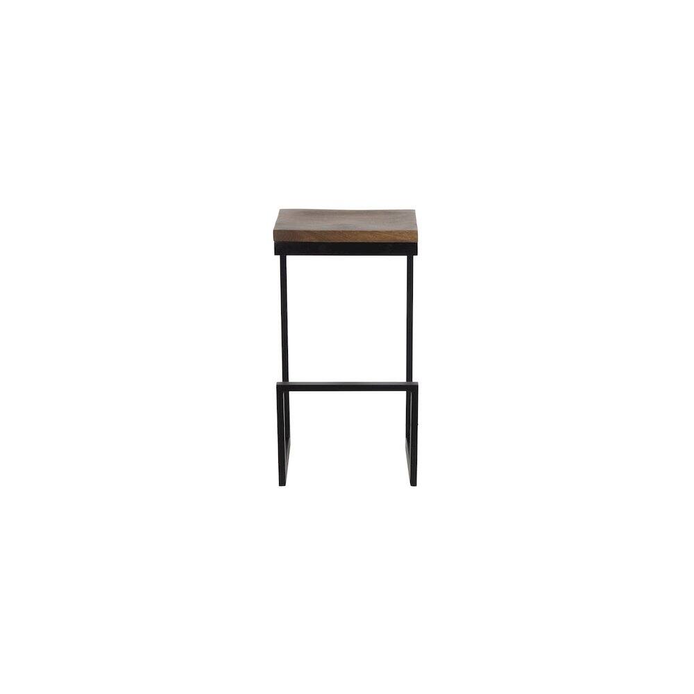 Back. Porter Designs - Cube Solid Wood & Metal Bar Stool - Brown.