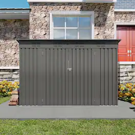 Anysun - 4 x 9 FT Outdoor Storage Shed – Metal Garden Shed Tool House with Sloping Roof, 6 Vents & 2 Swing Doors - Gray