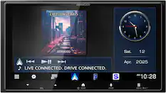 KENWOOD
EXCEEDING LIMITS
11 12 1 10 2 9 3 8 4 7 6 5
KENWOOD
Sat. 12
Apr. 2025
AM 10:28
LIVE CONNECTED. DRIVE CONNECTED.
VOL HOME VOICE MENU ATT