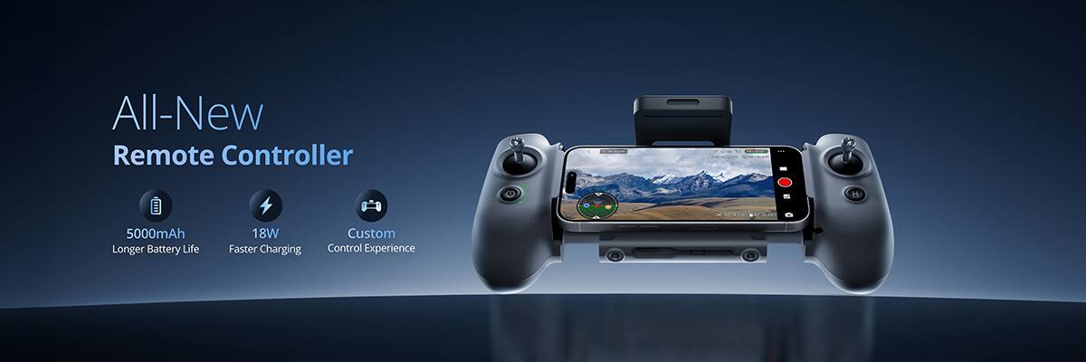 All-New Remote Controller

- 5000mAh Longer Battery Life
- 18W Faster Charging
- Custom Control Experience