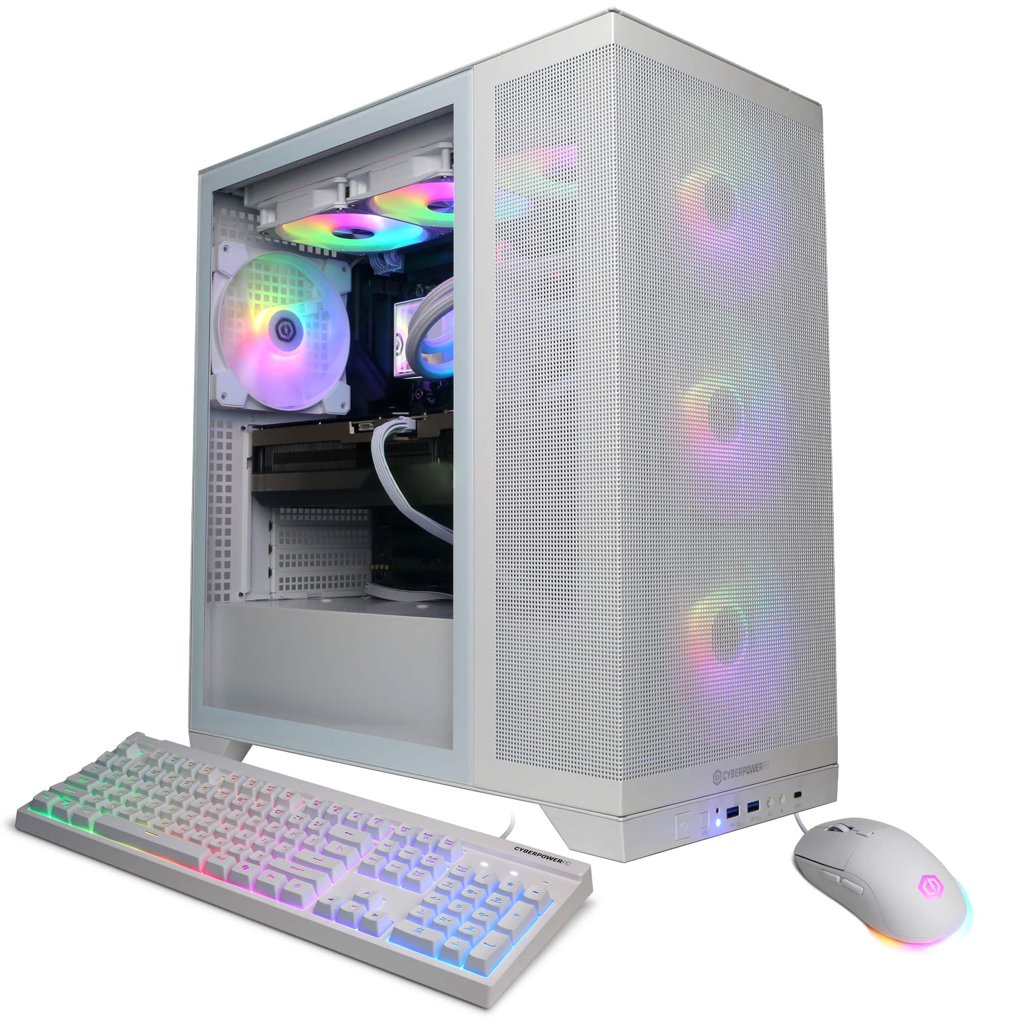 CyberPowerPC - Gaming Desktop - AMD Ryzen 9 9900X - NVIDIA GeForce RTX 5080 16GB - 32GB DDR5 - 2TB PCIe 4.0 SSD - White - Front_Zoom