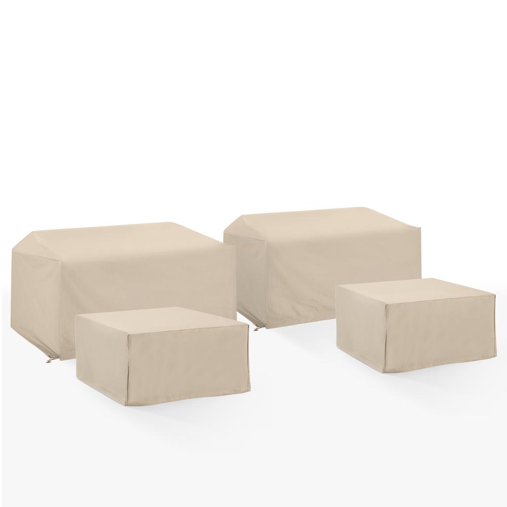 Alt View 2. Crosley Furniture - 4Pc Outdoor Sectional Furniture Cover Set - 2 Loveseat & 2 Square Table/Ottoman - Tan.