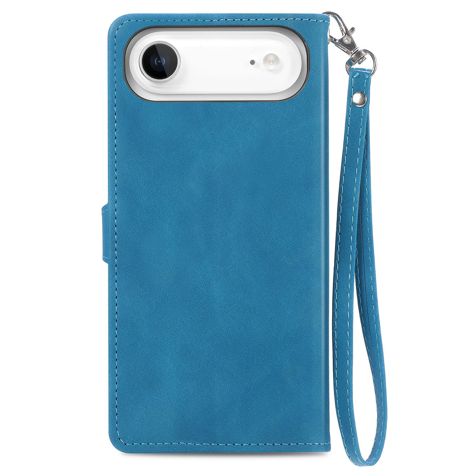 Alt View 1. Dteck - for Apple iPhone Air 2025 Wallet Case,Folio Shockproof PU Leather Card Holder Cover with Zipper Pocket & Wrist Strap - Blue.