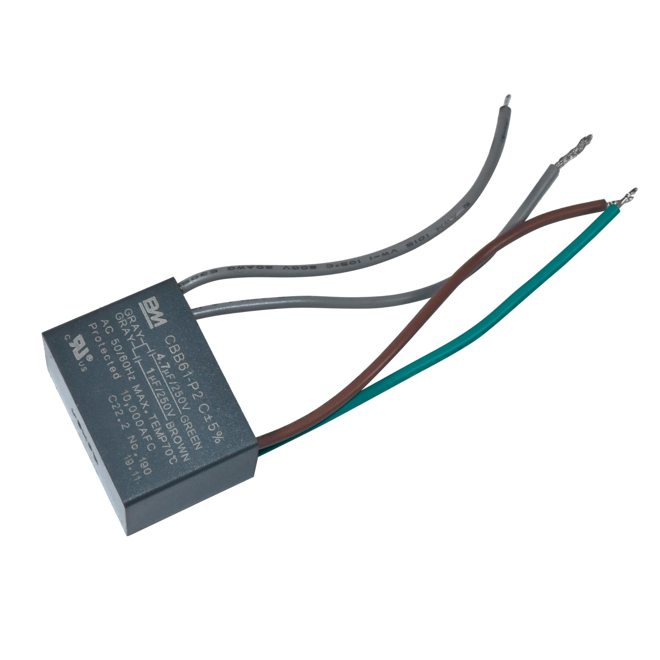 KA SIOI I SMT AE DISOI AC GRA BM C  
Protected 50/60Hz GRAY-L US C22.2 : 10,000AFC MAX. 4.7WF-250V CBB61-P2 C 2 No TEMP70 BROWN GREEN C5% 5 % 19.11 190

CBB61 P2 C 5%  
14.7/1250V  
MAX TEMP 70°C  
C22.2 No 190  
19.11  
C5% 5%  
BROWN GREEN  
CBB61 P2 C 5%  
14.7/1250V  
MAX TEMP 70°C  
C22.2 No 190  
19.11