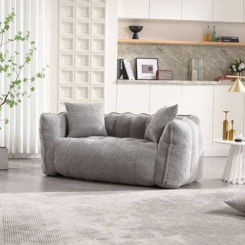 Alt View 5. GOODSILO - Premium Two-Person Square Recliner Sofa with High Resilience Foam Core for Ultimate Comfort and Relaxation - Grey.