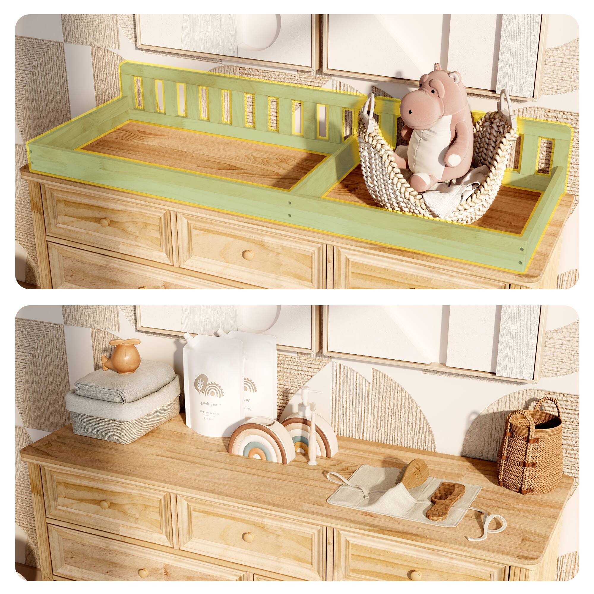 Alt View 5. Homsee - Solid Wood Baby Changing Table Dresser with Anti-Tip Kit, 90% Wood Construction and Smooth Drawers - Wooden.