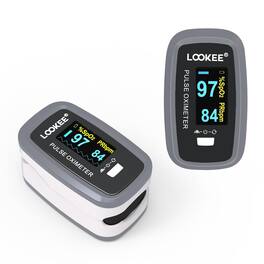 LOOKEE - LOOKEE® Premium Fingertip Pulse Oximeter Finger Monitor | Oxygen Finger Monitor with Auto Rotate OLED Display - Gray