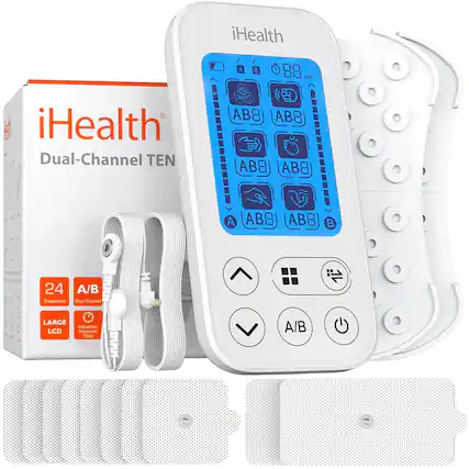 iHealth, Dual-Channel TEN, 24 A/B Treatments, Dual-Channel, Adjustable LCD Treatment Timer, A/B