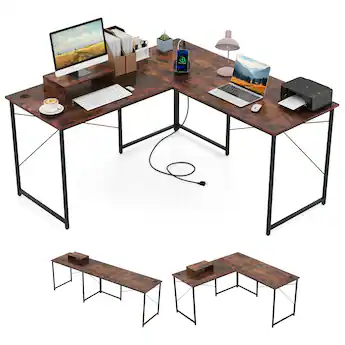Lailang 200 Cm Gaming Bureau – Met Laden, Rustiek Bruin, Ideaal Voor Thuiswerk, Gamen En Studio-opstellingen