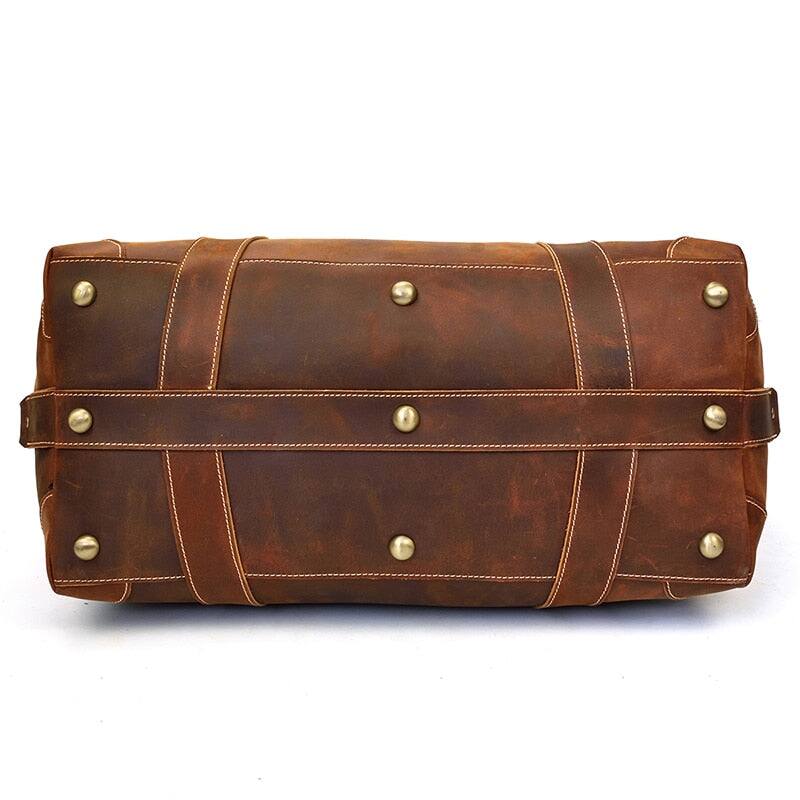 Alt View 2. Steel Horse Leather - The Eira Duffle Bag | Vintage Leather Weekender - Brown.