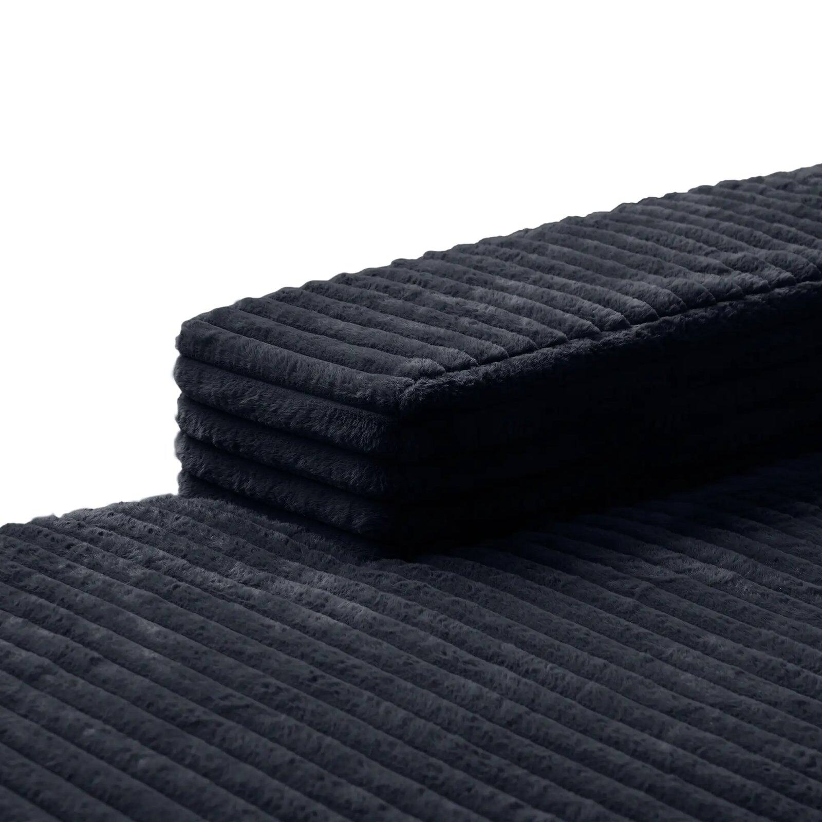 Back. Yardgrace - Corduroy Sofa Bed, Boneless Sleeper Sofa Lounge Chair Indoor, Modern Comfy Deep Seat Lazy Couch - Black.