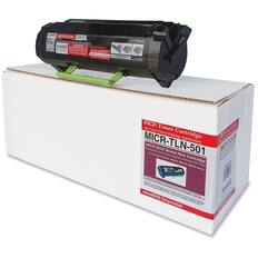 MICR-TLN-501
ATTENTION
Desgrated - - ay ASC IMA-5S8n microMCk NICK Tome carnipe Nca Taer Unisor
MICR for Laser Toner Check Cartridge
CH Printing MICR-TLN-501
Applications MICR-TLNSM
MICR 501H
Produced from Brand ta .
New New Lexmark Original MSO10, Lexmark Cartridge MS4IO, MSS10, 5OP1H00 MS610 series
microMICR Corporation