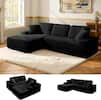 Front. Meqiodas - Boneless Couch for Living Room, Modular Sectional Sofa with Ottoman, Convertible L Shaped Couch, No Assembly Required - Black.