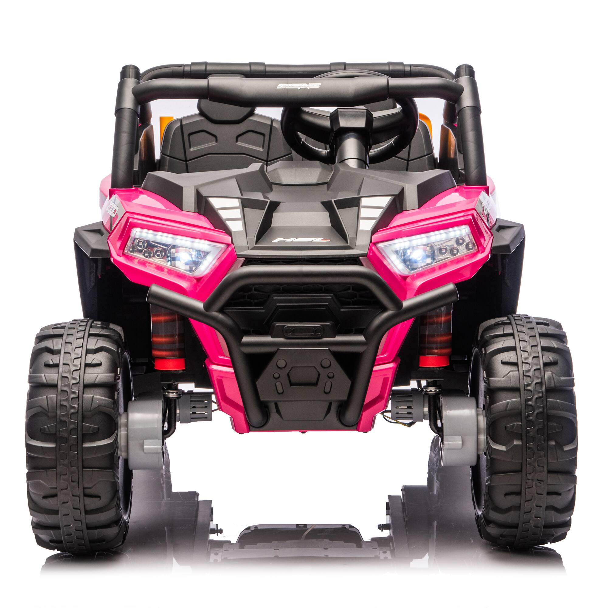 Alt View 7. ELEMENT ACE - 24V XL 2-Seater Children's Ride-On UTV with Parent Remote Control, 4WD Suspension, LED Lights, Bluetooth Music - Pink.