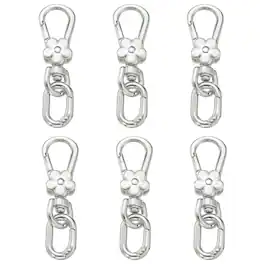 Unique Bargains - 6pcs Metal Keychain Clip Swivel Lobster Claw Clasp Quick Release Oval Key Ring Detachable for Crafts Bag Lanyard - Silver