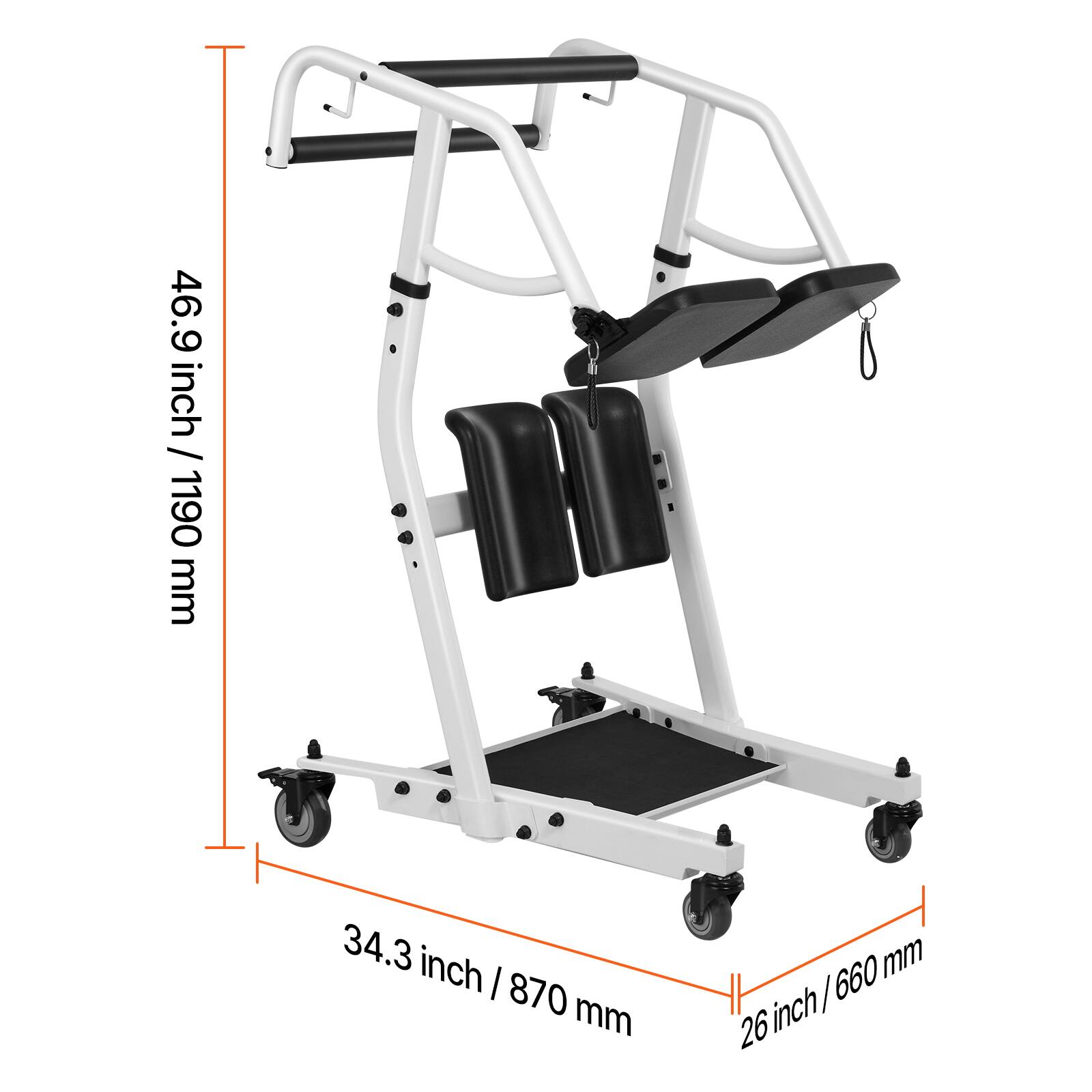46.9 inch / 1190 mm  
34.3 inch / 870 mm  
26 inch / 660 mm