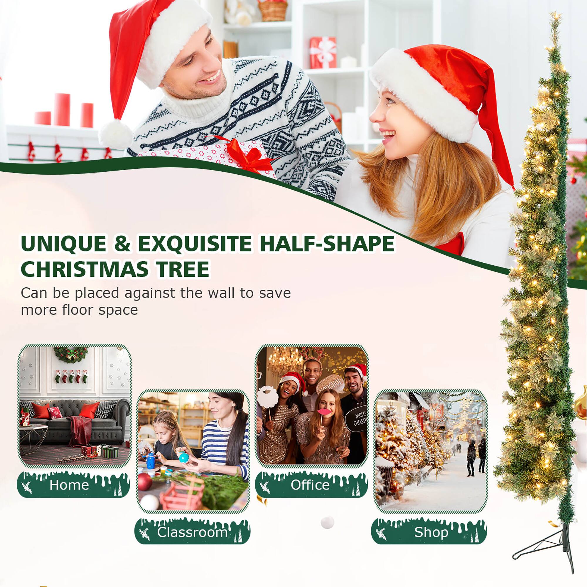 UNIQUE & EXQUISITE HALF-SHAPE CHRISTMAS TREE Can be placed against the wall to save more floor space NCTT OEISE Home Office Classroom Shop